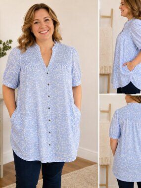 NWT White Stuff Deeba Organic Cotton Floral Tunic Sz. 14 Petite
